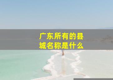 广东所有的县城名称是什么