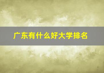 广东有什么好大学排名