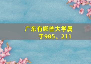 广东有哪些大学属于985、211