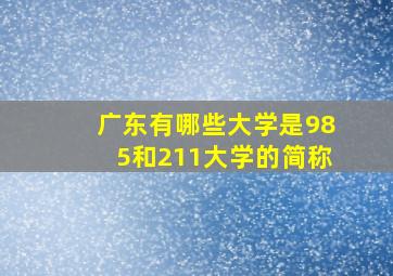 广东有哪些大学是985和211大学的简称