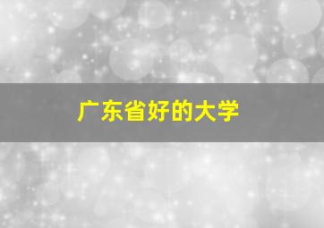 广东省好的大学