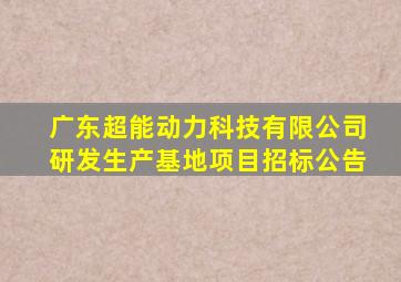 广东超能动力科技有限公司研发生产基地项目招标公告