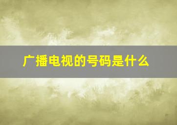 广播电视的号码是什么