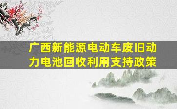 广西新能源电动车废旧动力电池回收利用支持政策