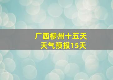 广西柳州十五天天气预报15天