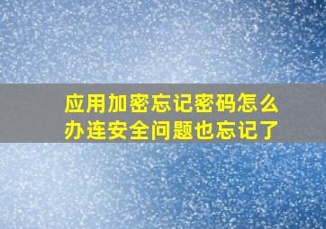 应用加密忘记密码怎么办连安全问题也忘记了