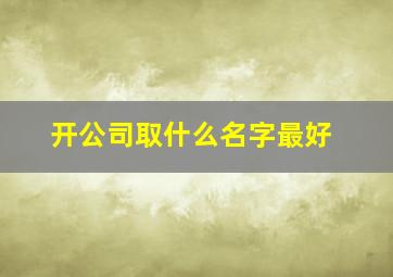 开公司取什么名字最好