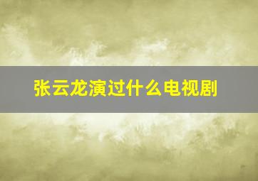 张云龙演过什么电视剧