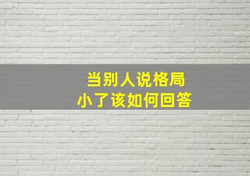 当别人说格局小了该如何回答