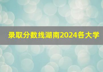 录取分数线湖南2024各大学