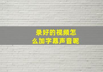 录好的视频怎么加字幕声音呢