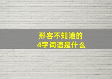 形容不知道的4字词语是什么