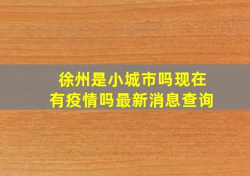 徐州是小城市吗现在有疫情吗最新消息查询