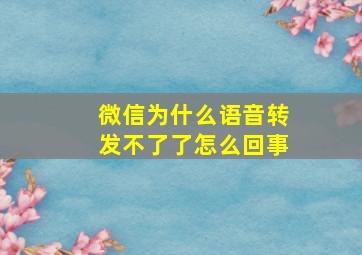 微信为什么语音转发不了了怎么回事