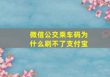 微信公交乘车码为什么刷不了支付宝