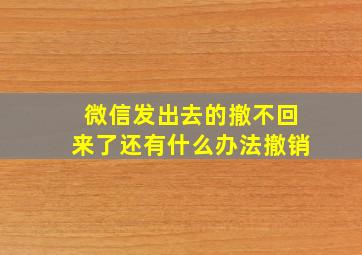 微信发出去的撤不回来了还有什么办法撤销