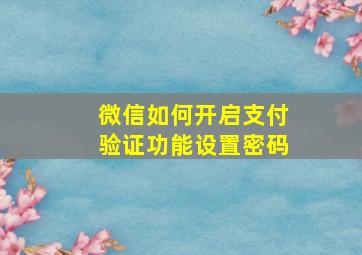 微信如何开启支付验证功能设置密码