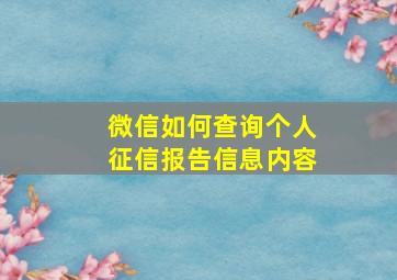 微信如何查询个人征信报告信息内容