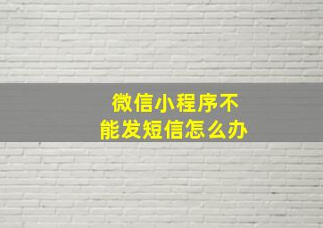 微信小程序不能发短信怎么办