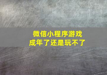 微信小程序游戏成年了还是玩不了