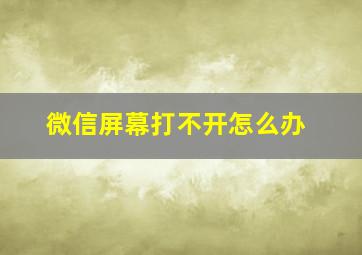 微信屏幕打不开怎么办