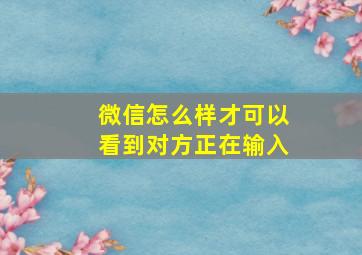 微信怎么样才可以看到对方正在输入