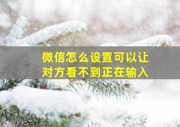 微信怎么设置可以让对方看不到正在输入