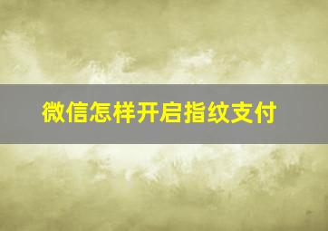 微信怎样开启指纹支付