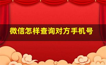 微信怎样查询对方手机号