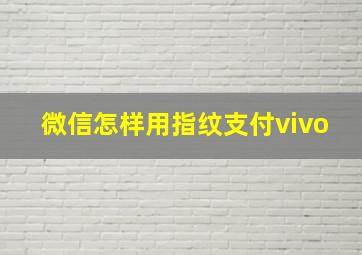 微信怎样用指纹支付vivo