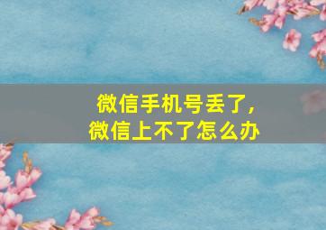 微信手机号丢了,微信上不了怎么办