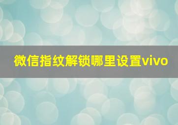 微信指纹解锁哪里设置vivo