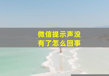 微信提示声没有了怎么回事