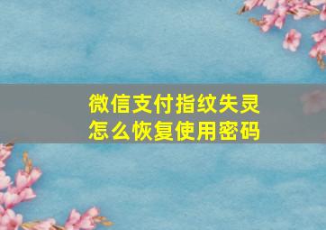 微信支付指纹失灵怎么恢复使用密码