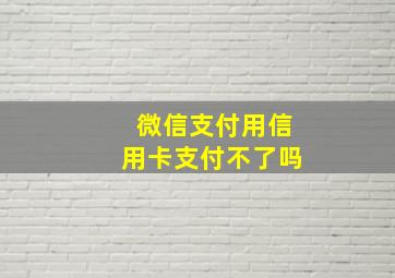 微信支付用信用卡支付不了吗