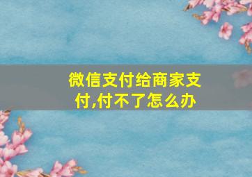 微信支付给商家支付,付不了怎么办