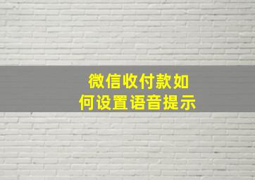 微信收付款如何设置语音提示