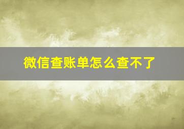 微信查账单怎么查不了