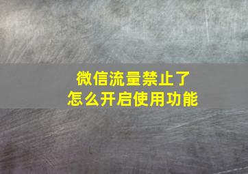 微信流量禁止了怎么开启使用功能