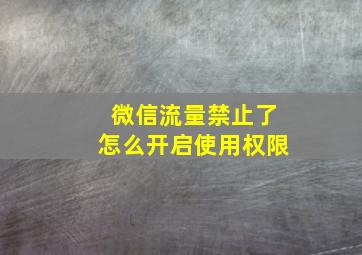 微信流量禁止了怎么开启使用权限