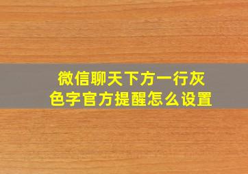 微信聊天下方一行灰色字官方提醒怎么设置