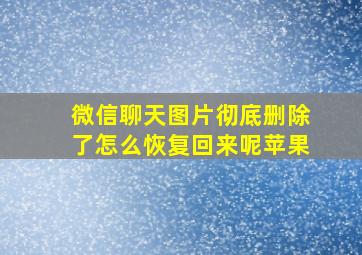 微信聊天图片彻底删除了怎么恢复回来呢苹果