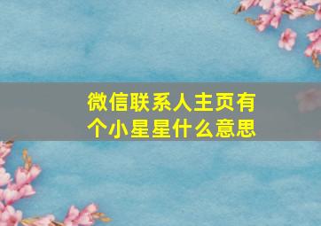 微信联系人主页有个小星星什么意思