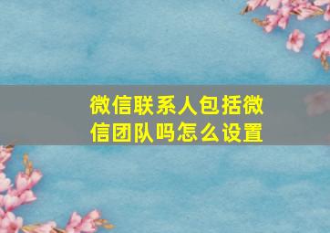 微信联系人包括微信团队吗怎么设置