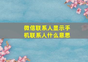 微信联系人显示手机联系人什么意思