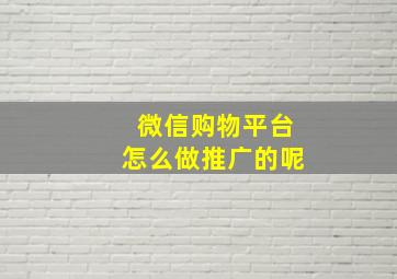 微信购物平台怎么做推广的呢