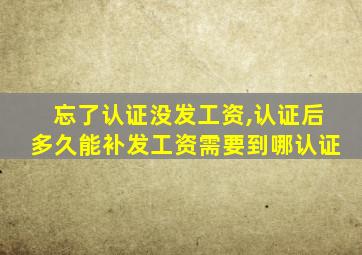 忘了认证没发工资,认证后多久能补发工资需要到哪认证