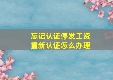 忘记认证停发工资重新认证怎么办理