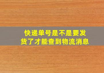 快递单号是不是要发货了才能查到物流消息