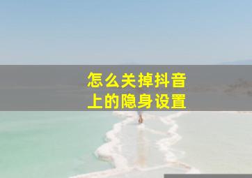 怎么关掉抖音上的隐身设置